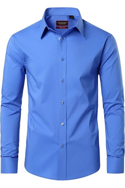 GENERAL Leon Nardo Men's Long Sleeve Formal Dress Shirts Casual Button down S...