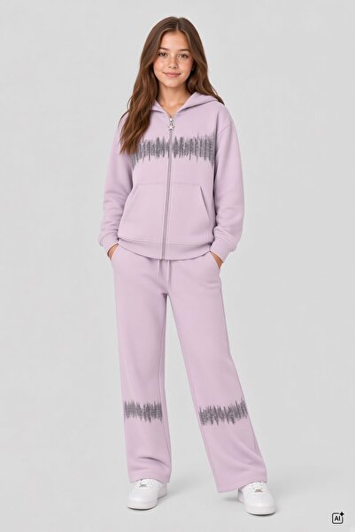 Cansın Mini Sweatsuit Sets - Pink - Graphic