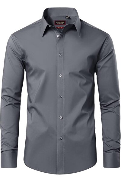 GENERAL Leon Nardo Men's Long Sleeve Formal Dress Shirts Casual Button down S...