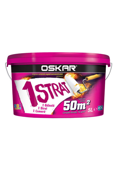 Oskar Vopsea Super-lavabila de interior Crema 1 Strat, Alba, 5 L