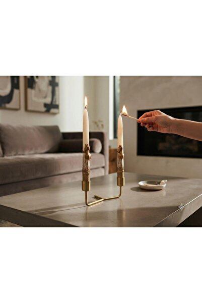 SCA CANDLE Dekoratif mum Şamdanlık Mum At Desenli Eskitme Renk 2 kili