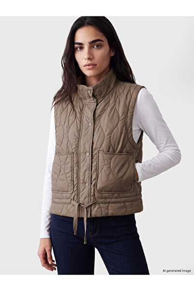 LC Waikiki Brown Quilted Oversize Women's Puffer Vest