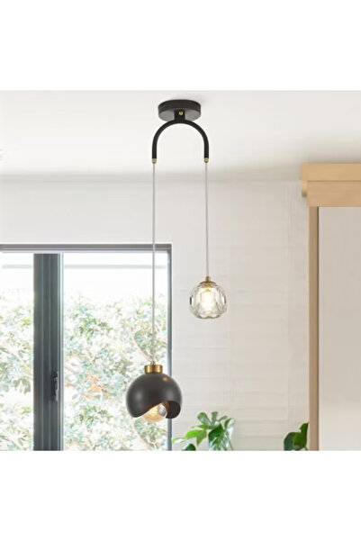 GGEROU 2 - Light Modern Pendant Light with Crystal Accent, Gold Pendant Light...