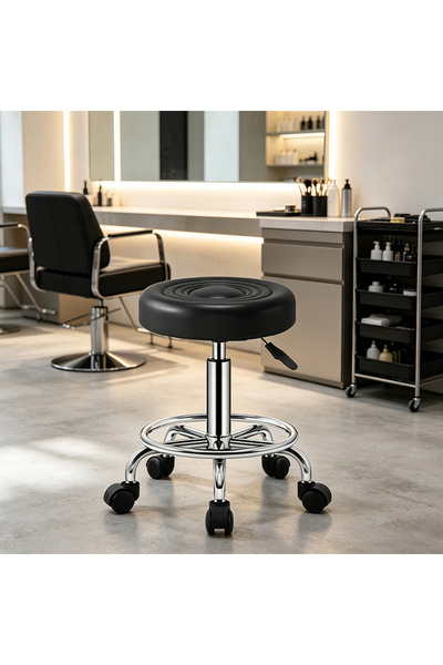 Fikpoo Adjustable Rolling Stool with Wheels,Small Rolling Chair with Faux Lea...