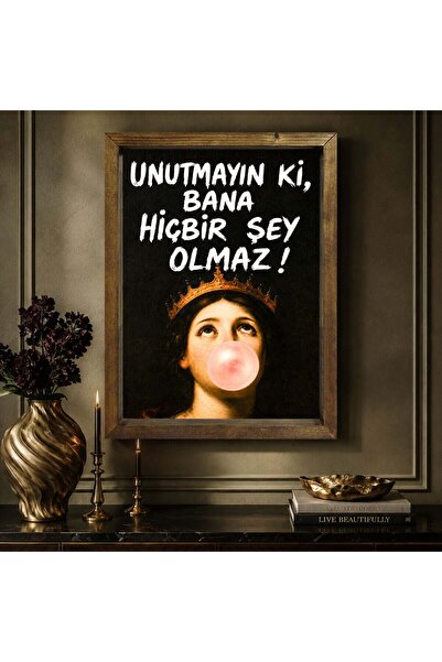 Bk Gift Vintage Klasik Sanat Esprili Sözlü Masif Ahşap Çerçeveli Dekoratif Ta...