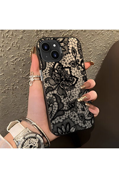 CASEVIBE iPhone 13/14 Uyumlu Dantel Çiçek Desenli Estetik Şık Koruyucu Telefo...