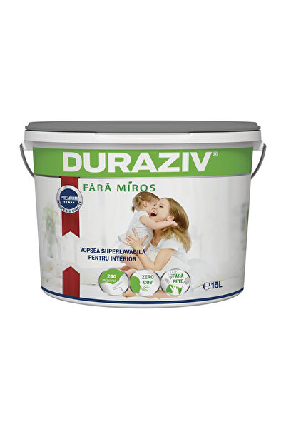 DURAZIV FĂRĂ MIROS cu Kauciuc® – VOPSEA SUPER LAVABILĂ ALBĂ ŞI BAZĂ DE COLORA...