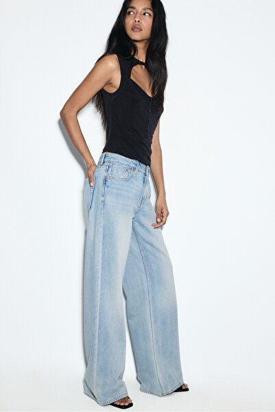 Stradivarius D91 düşük bel geniş paça jean
