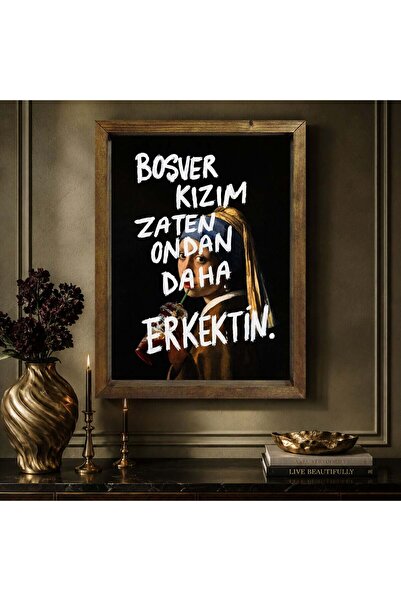 Bk Gift Vintage Klasik Sanat Esprili Sözlü Masif Ahşap Çerçeveli Dekoratif Ta...