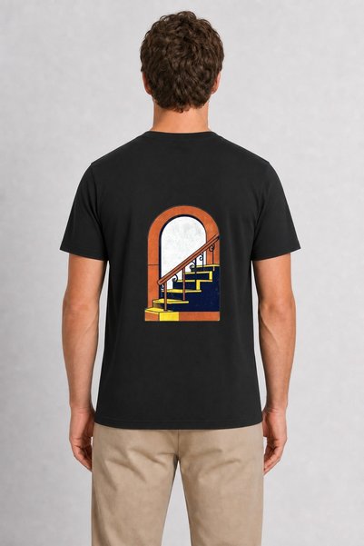 WAKHA طباعة جرافيكية للرجال من Retro City Metro Ladder - مطبوعة على الظهر - أسود
