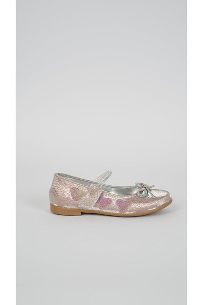 Sibel K.1027 Glittery Heart Detailed Ballerinas-Rose - 35