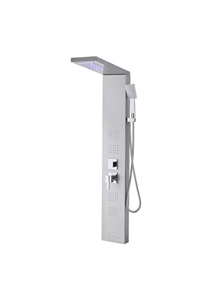 OMS Coloană de duș cu hidromasaj, Inox 5 în 1, LED, 4 jeturi de masaj, Lumină...
