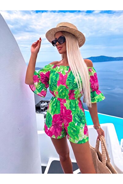 mass fashion Γυναικεία κοντή ολόσωμη φόρμα με σχέδια