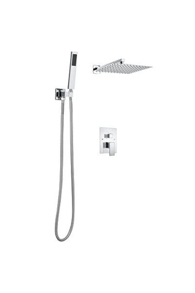 OMS Set de dus, Montaj incastrat, Inox, Argintiu, Cap dus patrat 30 cm, 555 x...