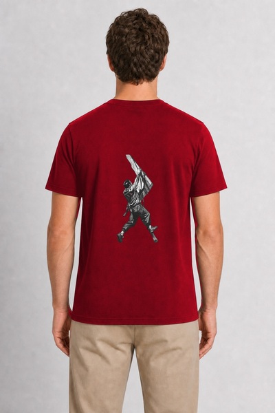 WAKHA Men's Rock Climbing Minimalist Graphic Design - Back Print - Red