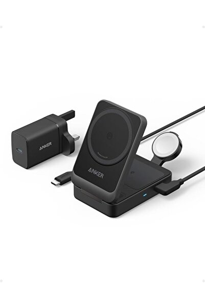 GENERAL شاحن أنكر متوافق مع MagSafe، محطة شحن لاسلكية 3 في 1 من MagGo، معتمدة...