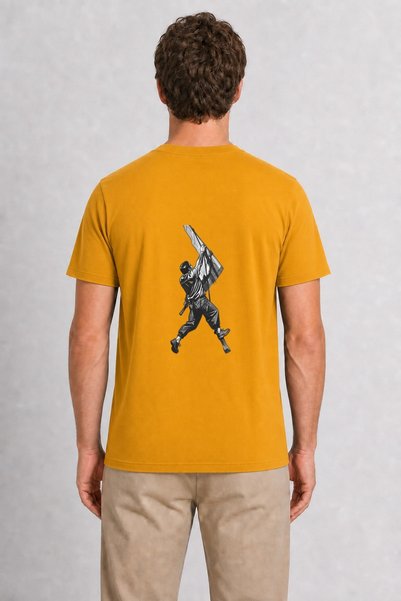 WAKHA Men's Rock Climbing Minimalist Graphic Design - Back Print - Yellow