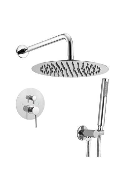 OMS Set de dus, Montaj incastrat, Inox, Argintiu, Diametru cap dus 25 cm, 530...