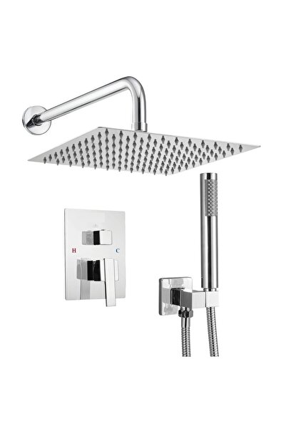 OMS Set de dus, Montaj incastrat, Inox, Argintiu, Cap dus patrat 25 cm, Dimen...
