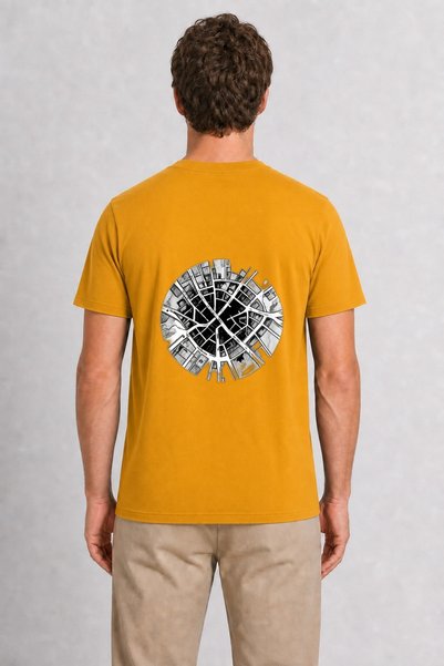 WAKHA Men's City Roads Map - Back Print - Yellow
