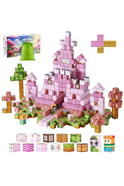 OMS Set constructie Blocuri magnetice 100 buc, castel Printesa, structura 3D,...