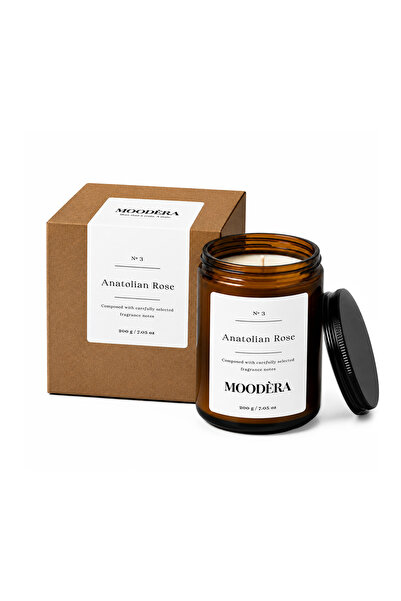 MOODÈRA Anatolian Rose Kokulu Mum, %10 Koku Esansı, Soya ve Parafin Mum Karışımı, 220 g, Kutulu