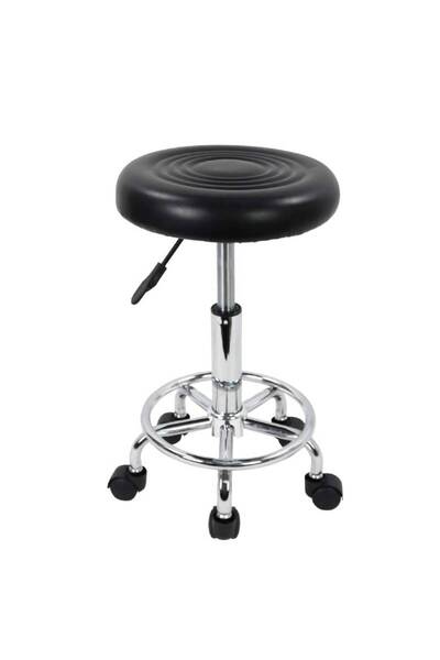 VmaxVision Rolling Stool Chair PU Leather Modern Round Chair with Footrest He...