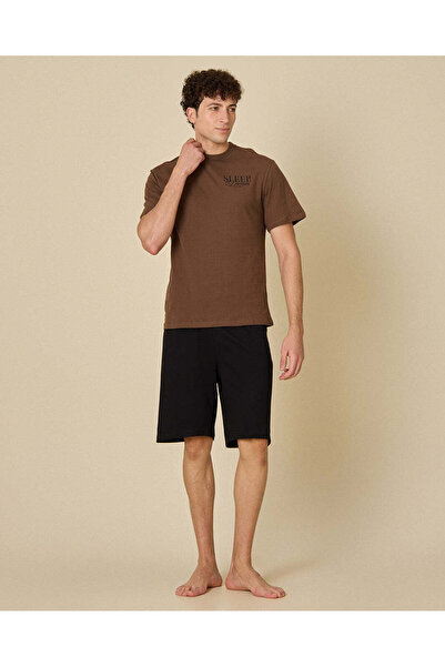 REDTAG Men Black Jersey Shorts Set