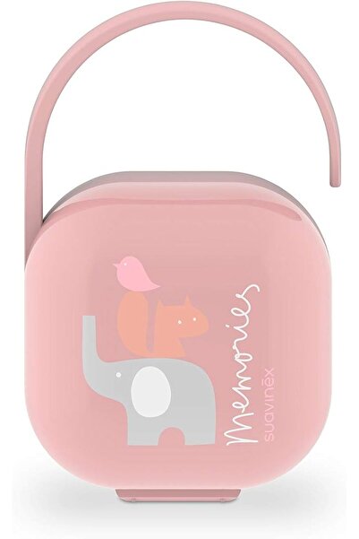 Suavinex Soother Pacifier Holder Container, Memories, Pink