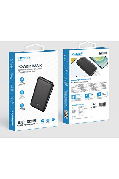 Veger Baterie Externa Power Bank A10 10000 mah Ultra Slim