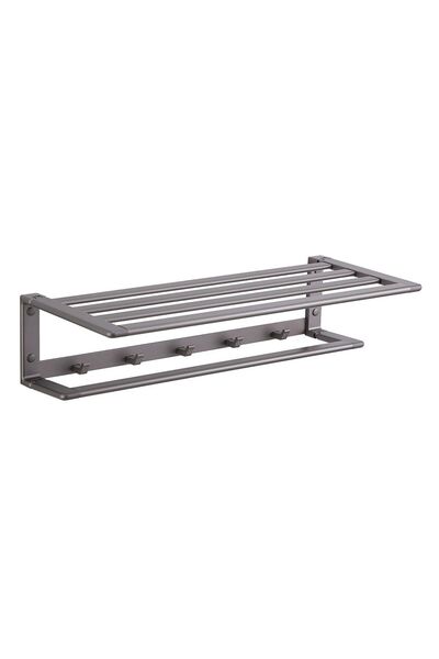 Milano Luxe Towel Rack + Dryline, Gun Grey, Stainless Steel, Towel Holder