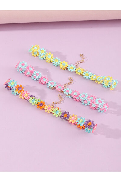 Take Two By Styli Pack of 3 Girls Multi-Color Floral Choker Necklaces