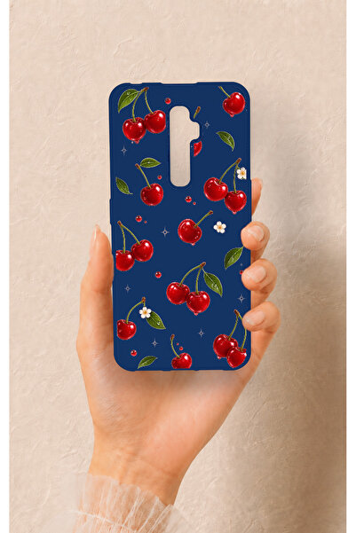 Vip Case Oppo Reno 2Z Uyumlu Kiraz Papatya Desenli Silikon Kılıf