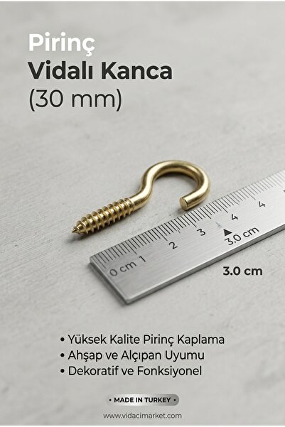 Primeaks 12 Adet Mini Kancalı Piton Vida 3 cm 30 mm Küçük Askı Kancası