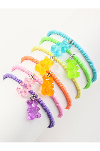 Take Two By Styli Pack of 6 - Girls Multi-Color Gummy Bear Beaded Bracelets