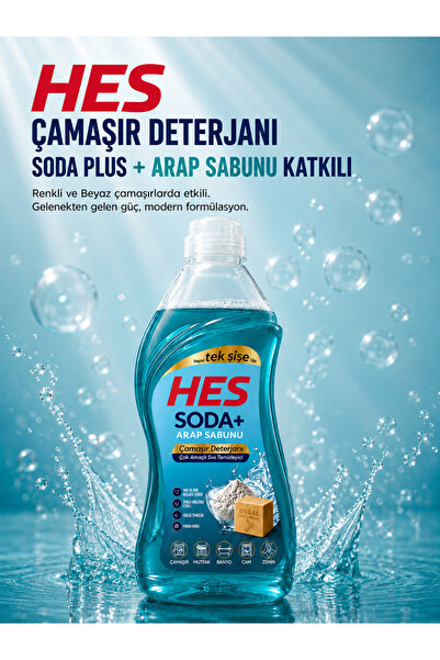 Hes Soda+ Arap Sabunu Çamaşır Deterjanı ve Çok Amaçlı Sıvı Temizleyici 1.520 ml