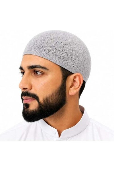 Mirfa Muslim Prayer Cap for Men - Pack of 1 - Grey