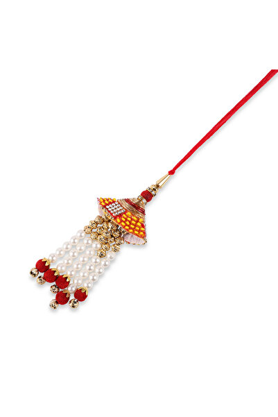 MADHOOR Rakhi Bhabhi Bead Jhumka Peach