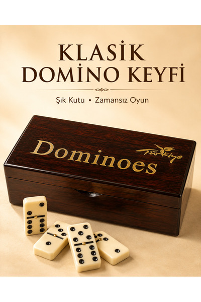 Türkiye Temalı Ahşap Domino Seti 28 Parça Kutulu Klasik Oyun Takımı Dekoratif Hediyelik Domino Oyunu