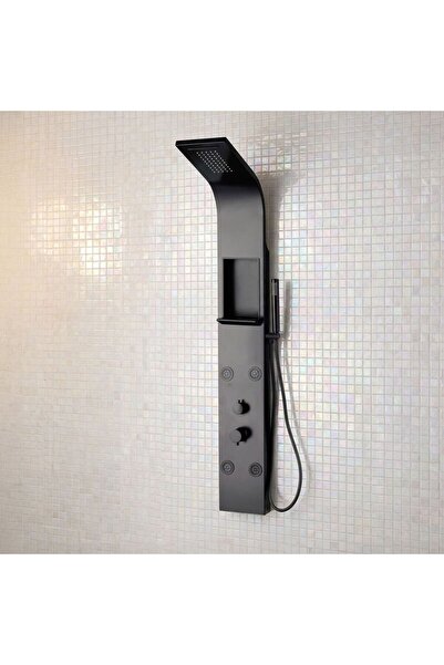 Milano Luxe Breeze Shower Panel - Black - 1400x20 Mm, Brass, Aluminum, Bathro...