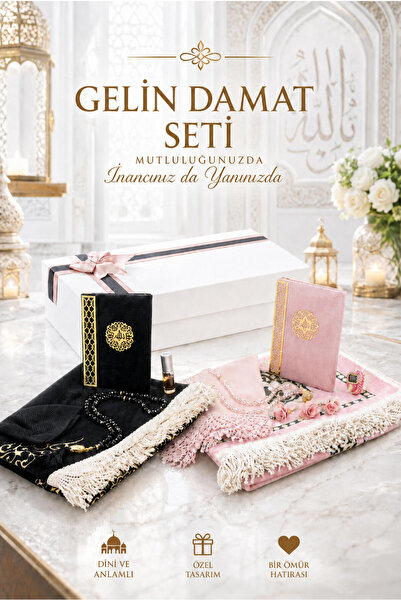 ihvan online Gelin Damat Kadife Kaplı Kuranı Kerim Seccade Tesbih Takke Namaz...