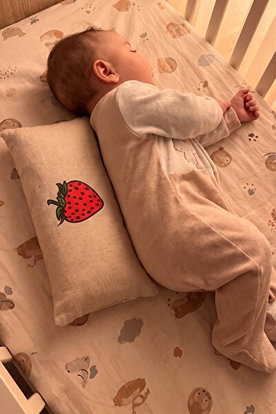 Minishopio Strawberry Cotton Linen Baby Waist Support Pillow Tummy Time Abdom...