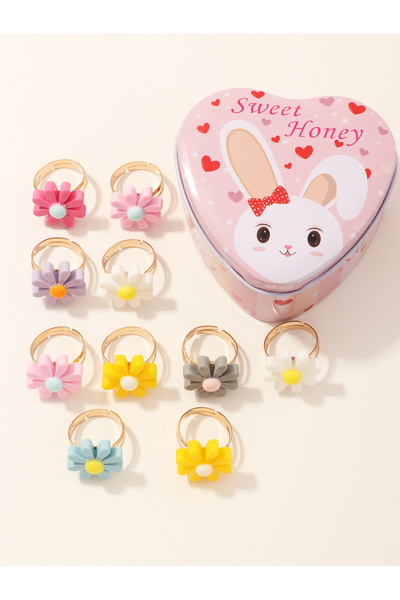 Take Two By Styli Girls Set of 10 - Flower Rings