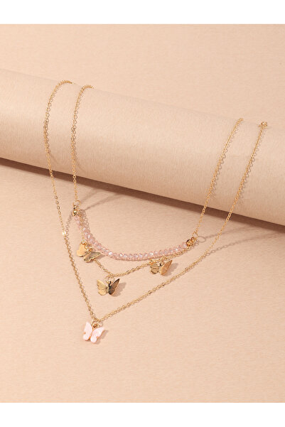 Take Two By Styli Pack os 2 - Girls Multi-Color Butterfly Charm Necklaces