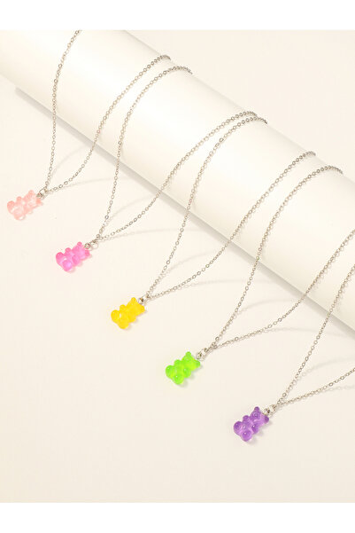 Take Two By Styli Pack of 5 - Girls Multi-Color Gummy Bear Pendant Necklaces