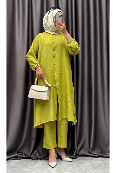 NİSUM MODA Linen Half Button Suit