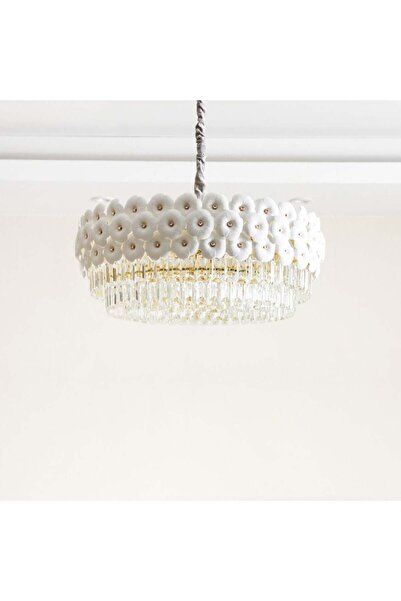 Danube Home Ibtisam Crystal Chandelier-600xH280-White, Bedroom Chandeliers, L...