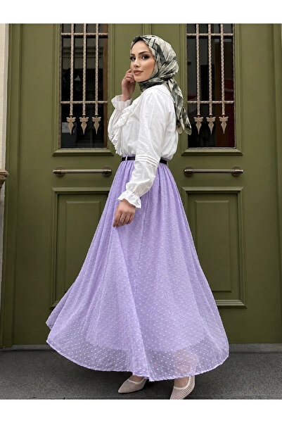Foremia Belt Detail Frilly Skirt-Lilac