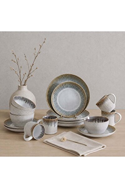 Danube Home Barakah 16 Piece Stoneware Dinner Set -serves 4, Beige, Dinner Sets