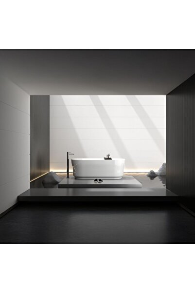 Milano Yana Freestanding Bathtub - Glo Stainless Steel - White, Acrylic, Bath...